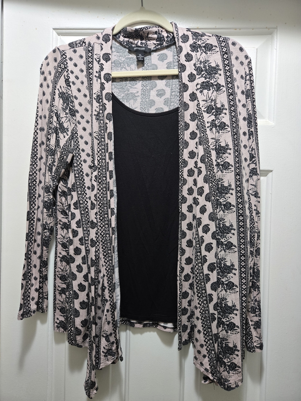 Espresso Pink & Black Floral Open-Front Cardigan
